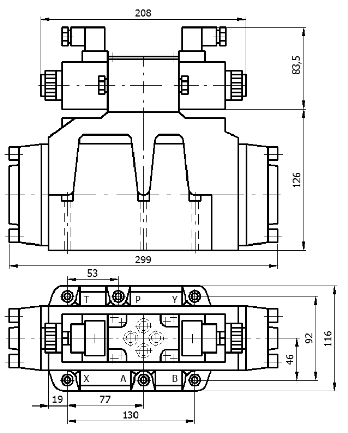 присоединительные размеры гидрораспределителя 1Р203 АЛ3.14